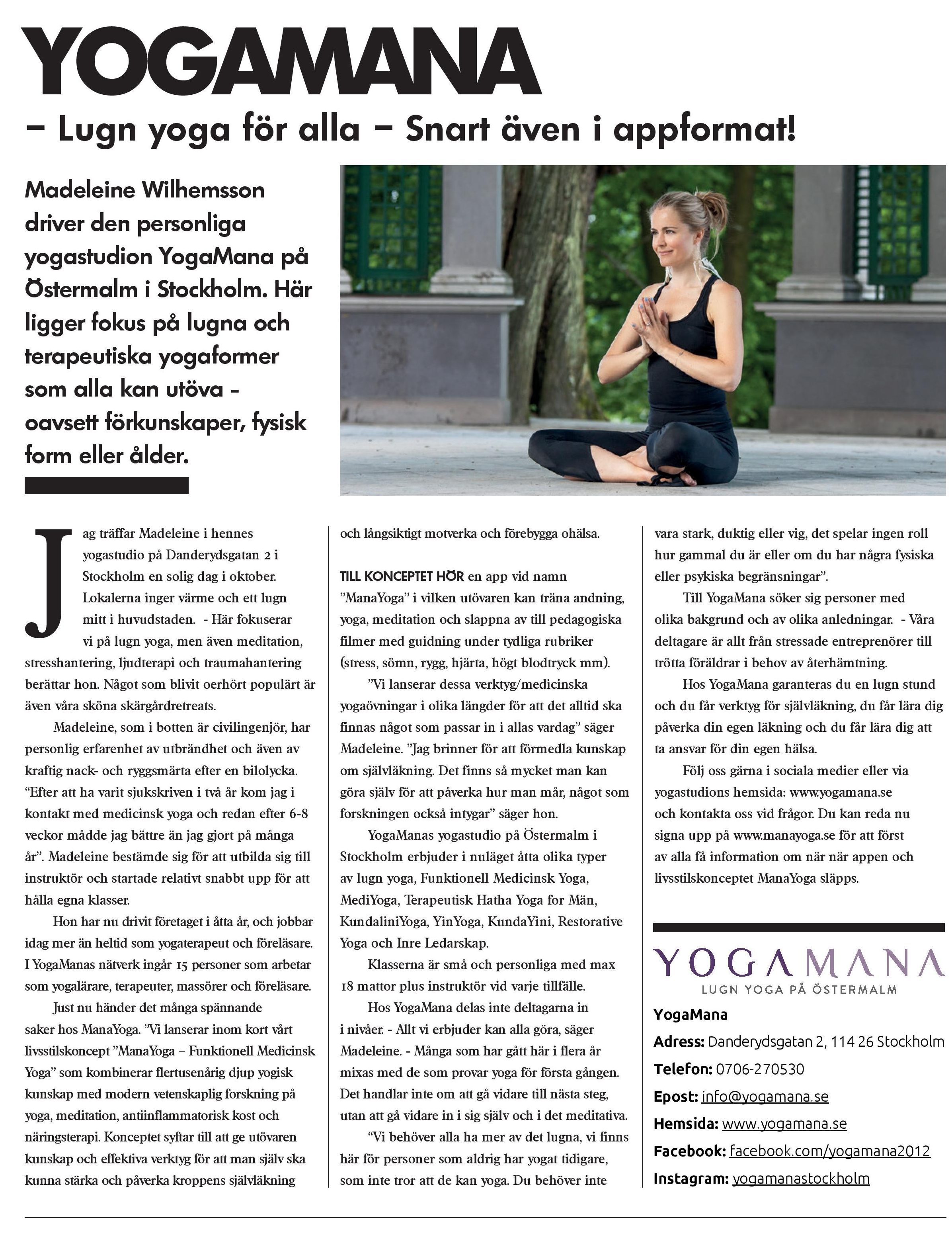ManaYoga i Enterprise Magazine juni 2019