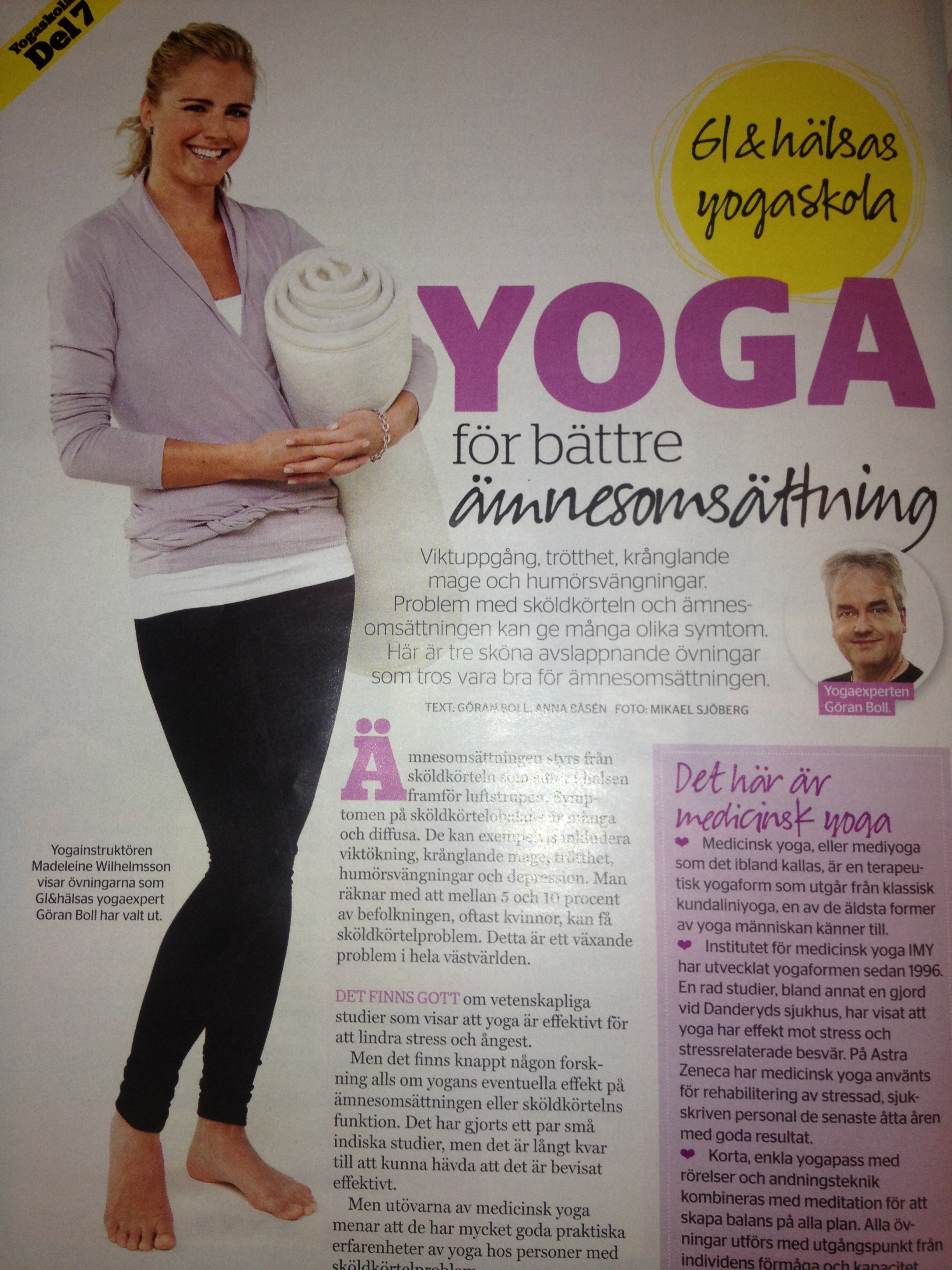 Madeleine Wilhelmsson visar MediYoga i Expressens hälsobilaga
