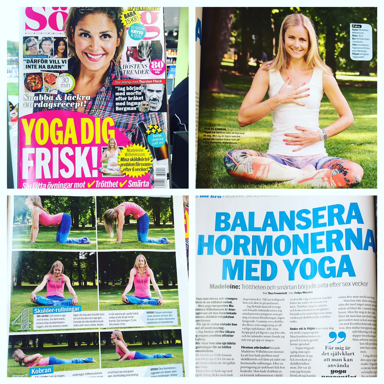 YogaMana's Madeleine Wilhelmsson visar MediYoga i Aftonbladet Söndag