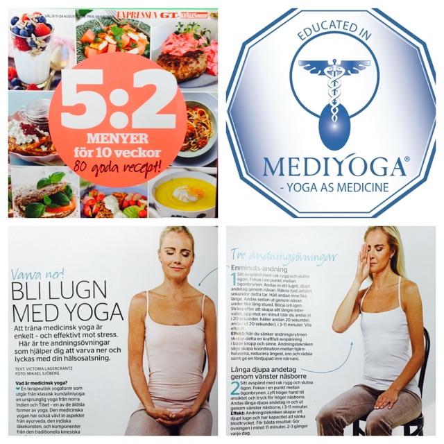 Madeleine Wilhelmsson visar yoga i Expressens bilaga 5:2 dieten